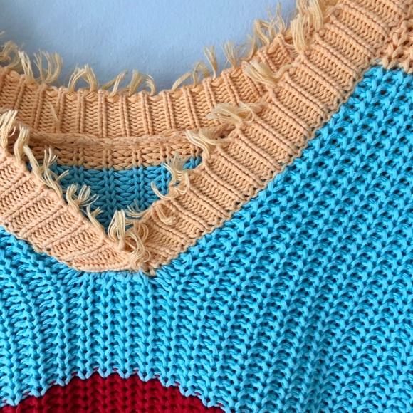 Color-block 100% cotton sweater by 525 America - Picture 5 of 8